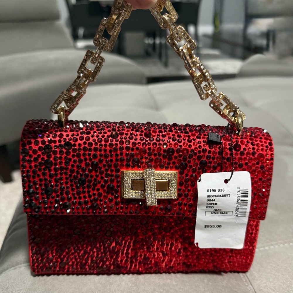 NWT, Gedebe Red Crystal Dress Bag